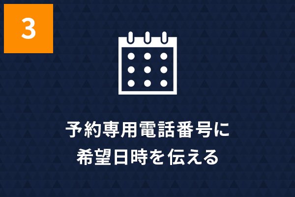 予約専用番号に希望日時を伝える